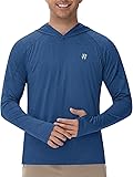 Runhit Fishing Shirts for Men Hoodie Sun Shirt UPF 50+ Long Sleeve UV Protection SPF Rash Guard Running Hiking Workout X-Large Blue