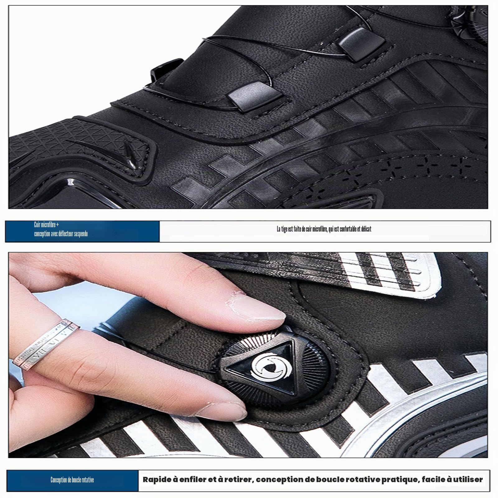 Chaussures De Moto (36-48) – Conception à Boucle Rotative, Baskets Antidérapantes/Confortables/Respirantes, Chaussures De Moto Décontractées Pour Hommes,red-42