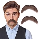 Yan Dream 2pcs/Pack Fake Mustache for Men Self Adhesive Handerbar Fake Beard Novelty Stick On Fake Mustaches