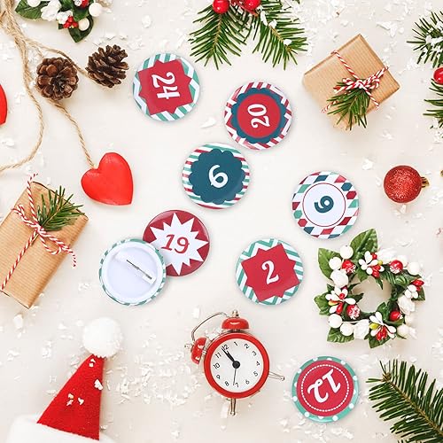 Miniatura 3 de GWHOLE Calendario de Adviento de Navidad 1-24 botones de números para hacer calendario de cuenta regresiva de Navidad, estilo 1