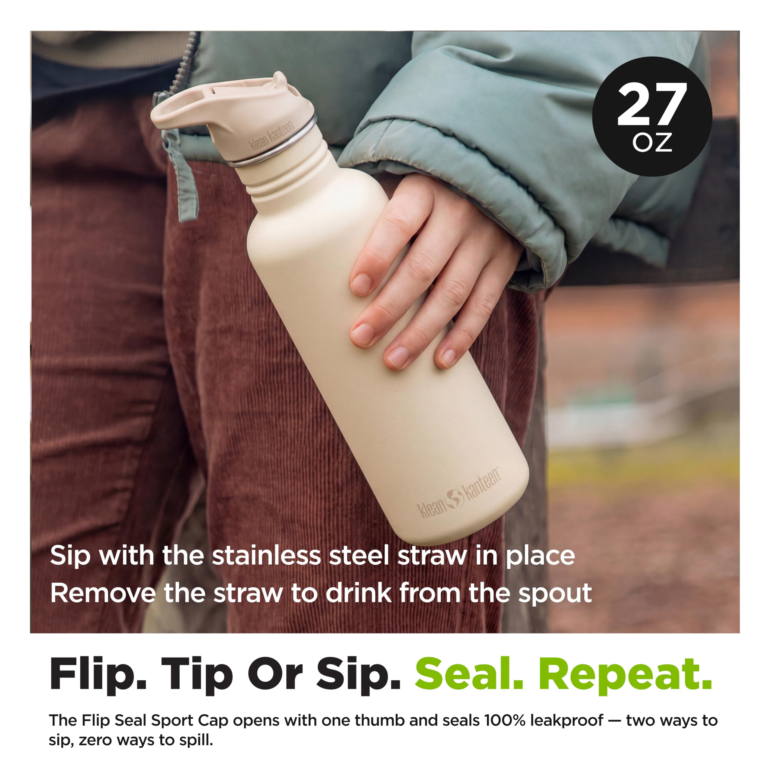 Amazon.com: Klean Kanteen 27 oz Classic Water Bottle with Flip