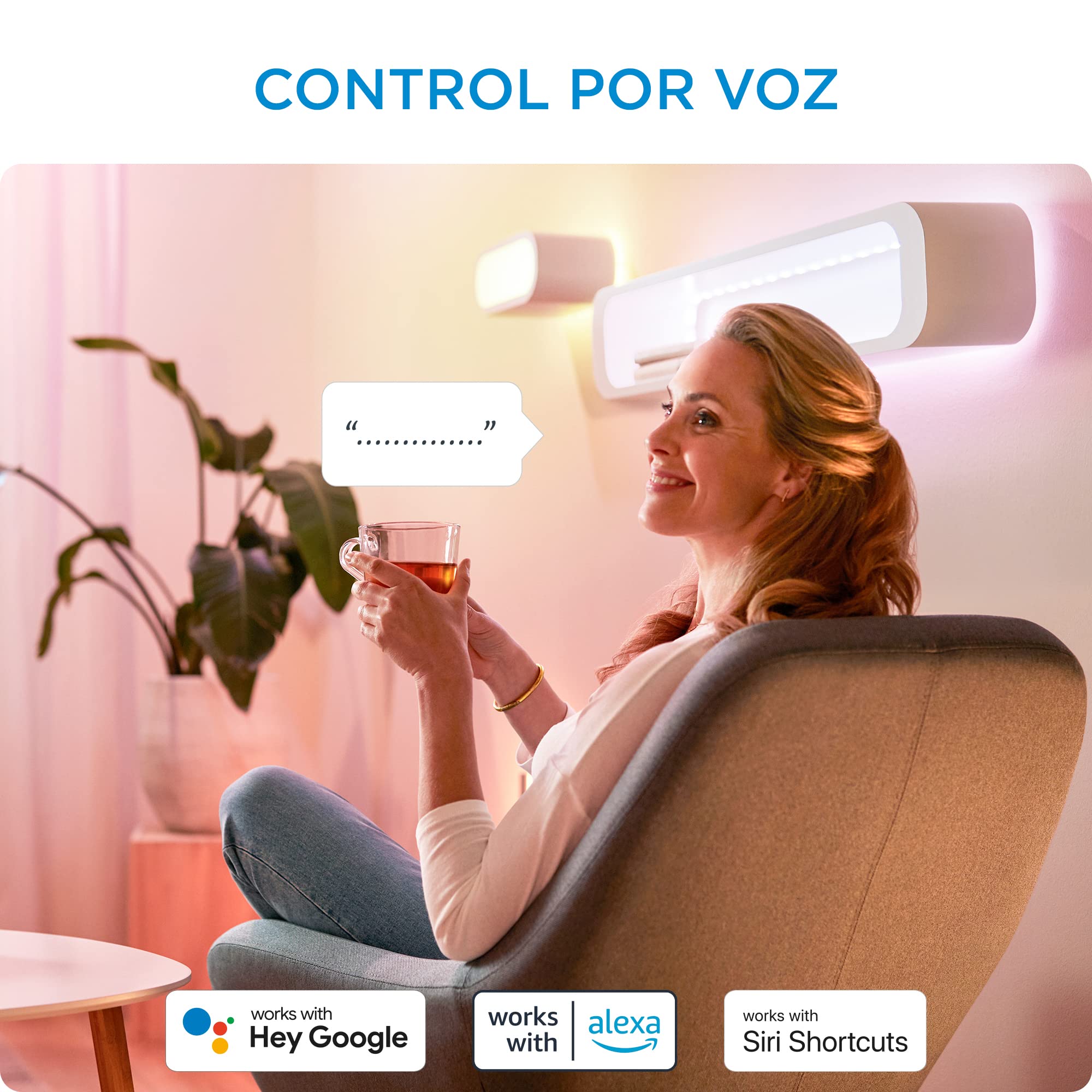 Wiz - Lámpara inteligente, Wiz IMAGEO, 3 Focos LED Inteligentes, Luz Blanca y de Colores, Compatible con Alexa y Google Home, Color Negro