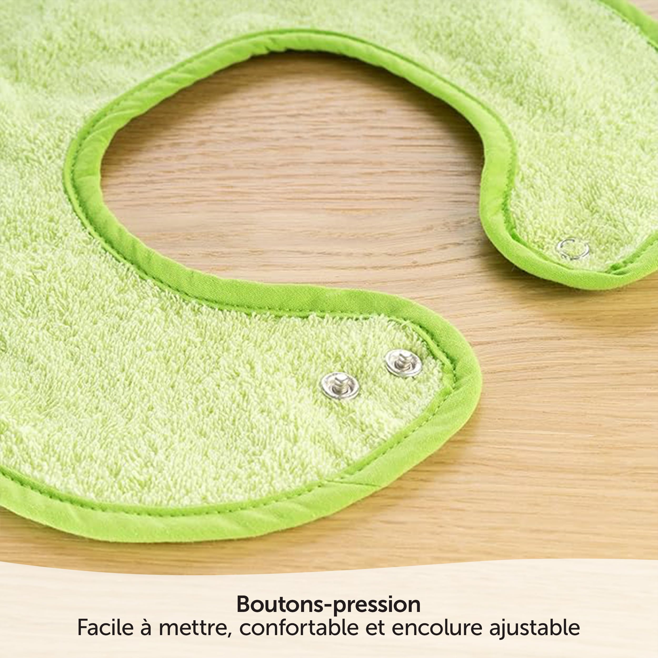 Lot de 2 bavoirs pour bébé/enfants - Bavoir avec bouton pression/Taille réglable/Extra Large/Très absorbant/certifié Öko-Tex/100% coton