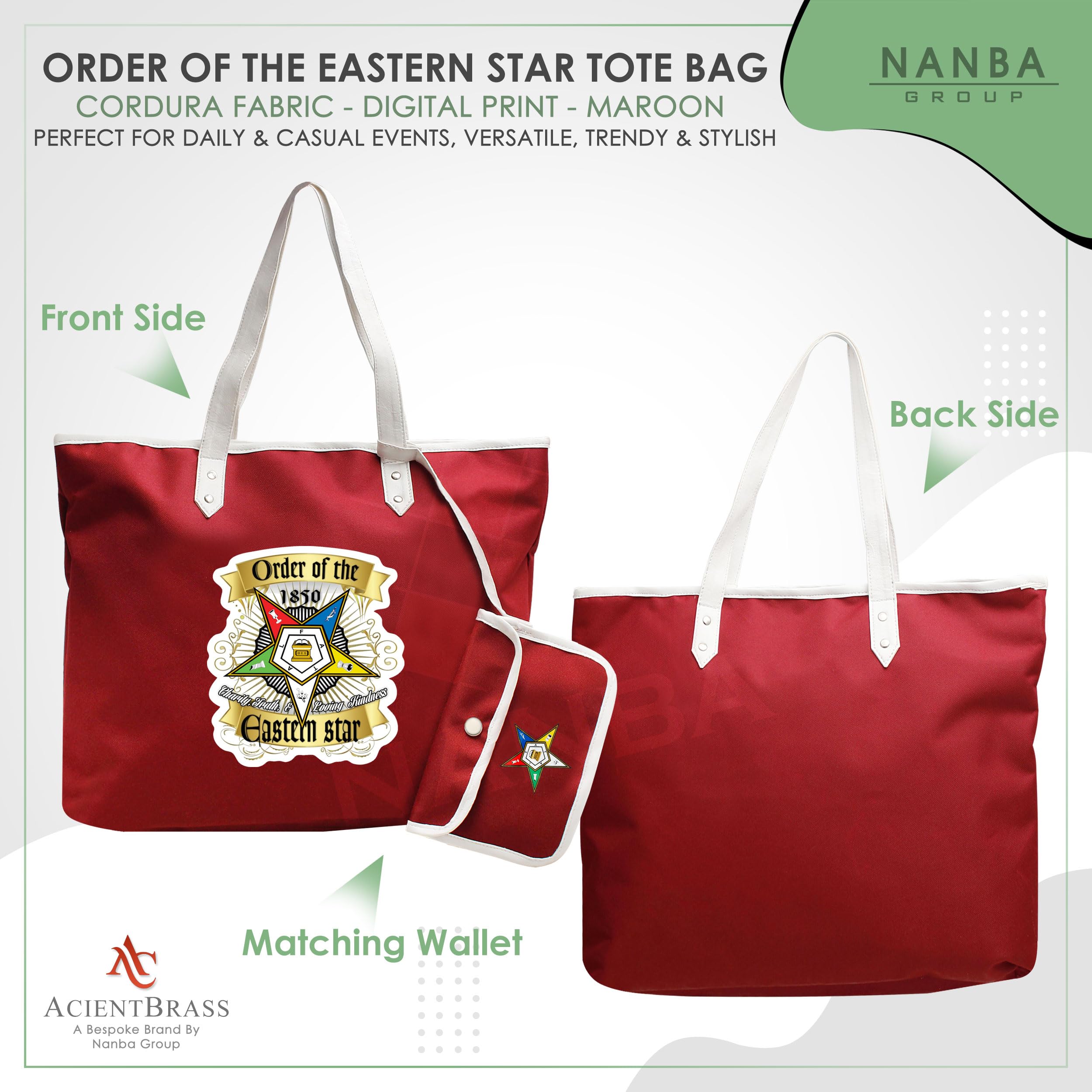 1850 Order of the Eastern Star Design Tote Bag with Matching Pouch