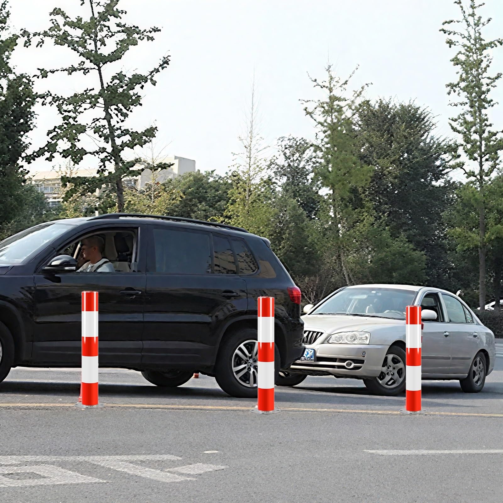 Bolardo de seguridad de acero resistente para protección comercial y privada de barrera de entrada