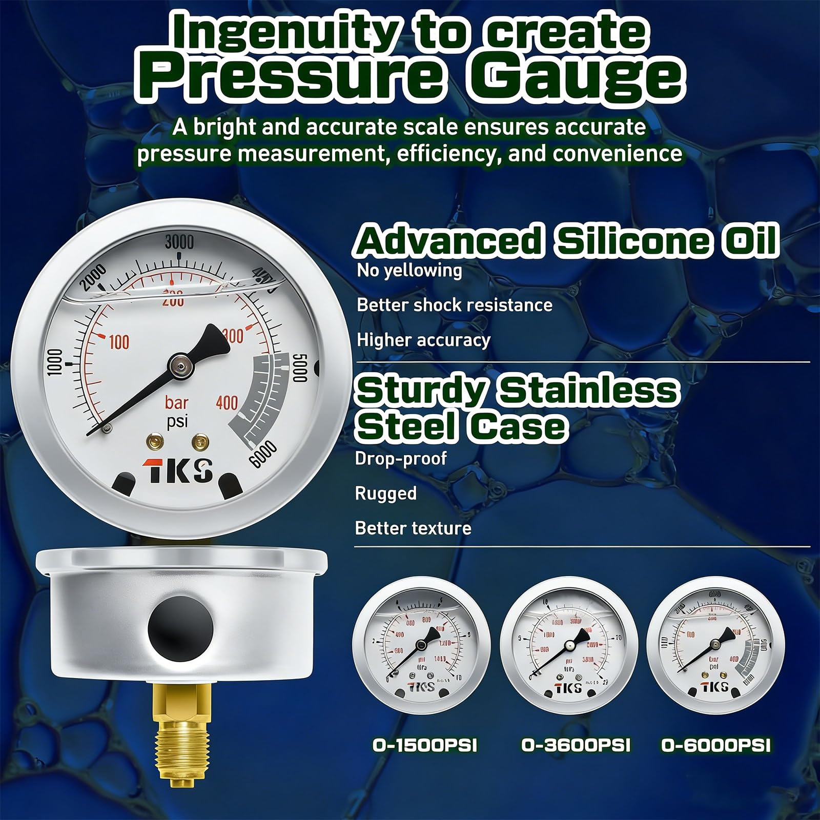 Accumulatore Idraulico Kit, Test Riempimento e Pressione Carica Azoto, Kit di Prova del Manometro Idraulico per Prove di Pressione dell'Azoto in Impianti Industriali