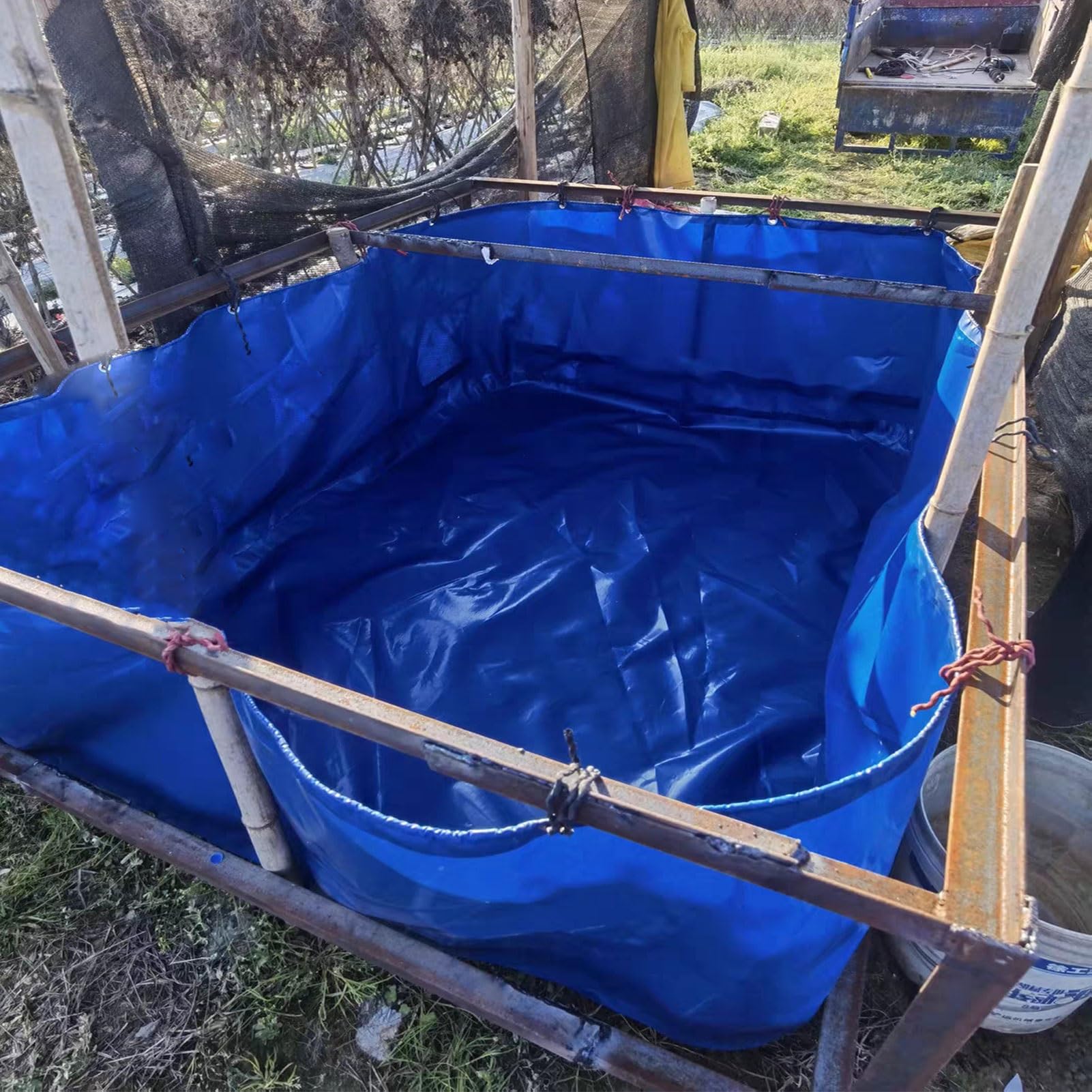 Piscine de jardin en toile PVC avec valve de vidange rapide pour réserve d'eau et poissons