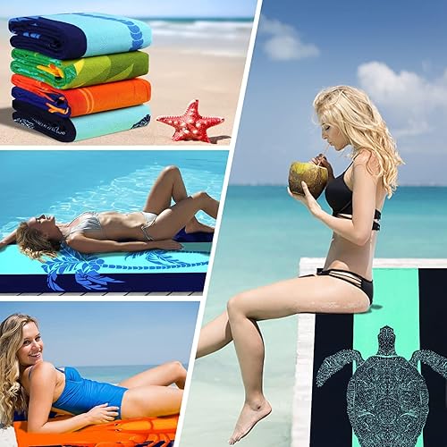 Miniatura 7 de Juego de 2 toallas de playa de gran tamaño, 36 x 70 pulgadas, XL, extra grande, suave, para piscina, natación, camping, viajes, toallas de toalla a
