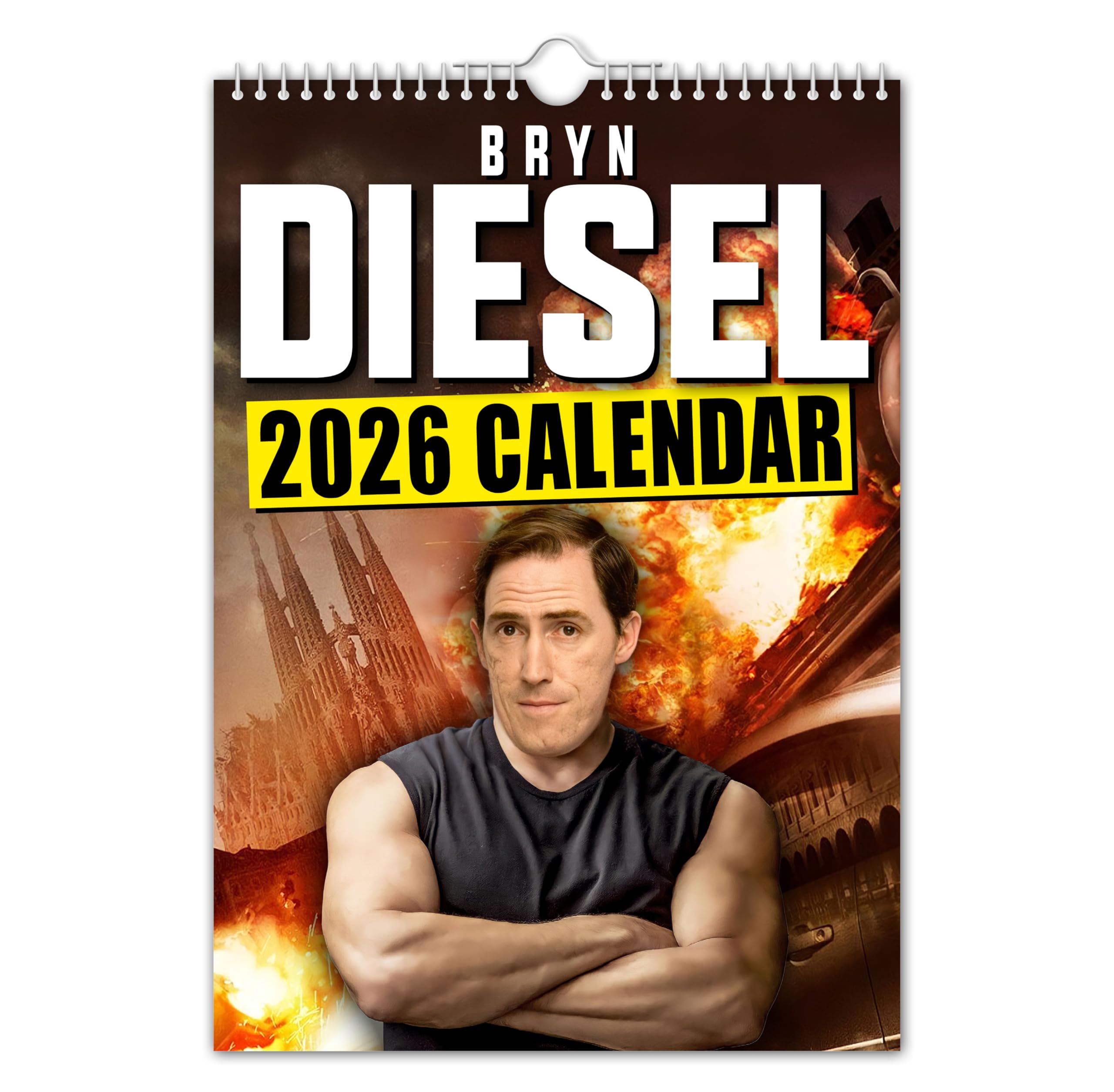 The Calendar king - Bryn Diesel 2026 Wall Calendar - A4 Size // Funny/Quirky/Christmas/Birthday/Gift Idea/Present/Novelty/Humour/Secret Santa/Year Planner/Office Gift