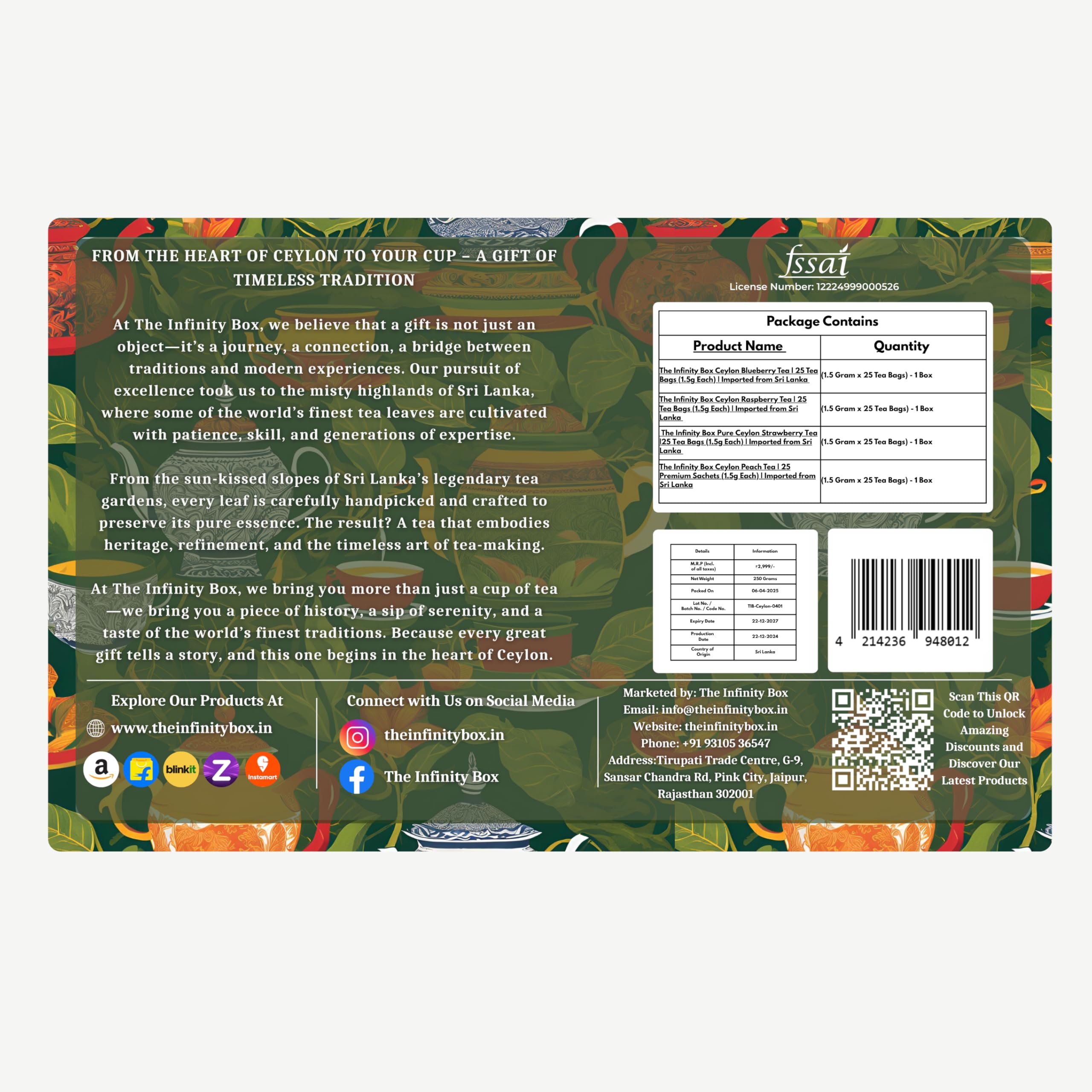 The Infinity Box Imported Pure Sri Lankan Berry Fusion Tea Set | Aromatic & Fruity Black Tea | Refreshing & Flavorful | Perfect for Gifting | Enjoy Hot & Cold | 100 Tea Bags - Image 2 thumbnail