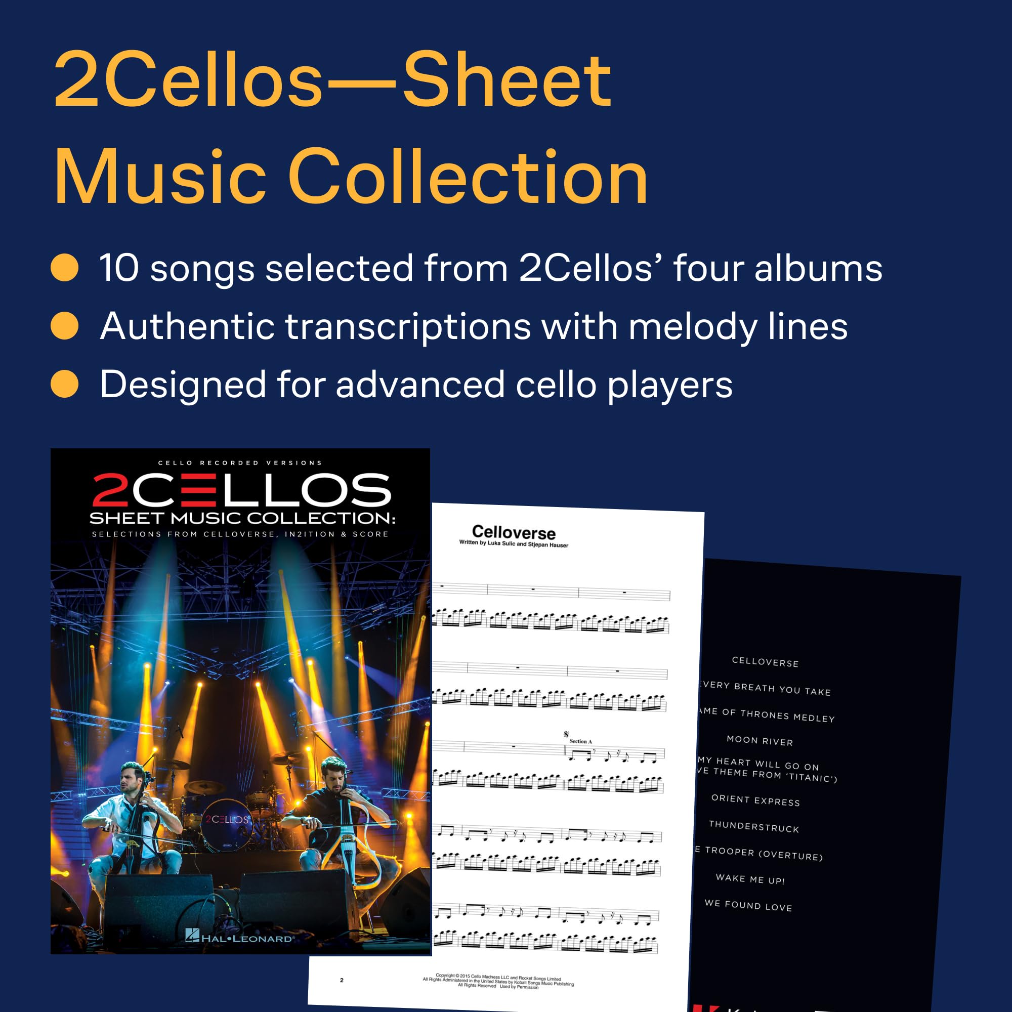 2Cellos - Sheet Music Collection. Libro + Parte(s): Selections from Celloverse, In2ition & Score