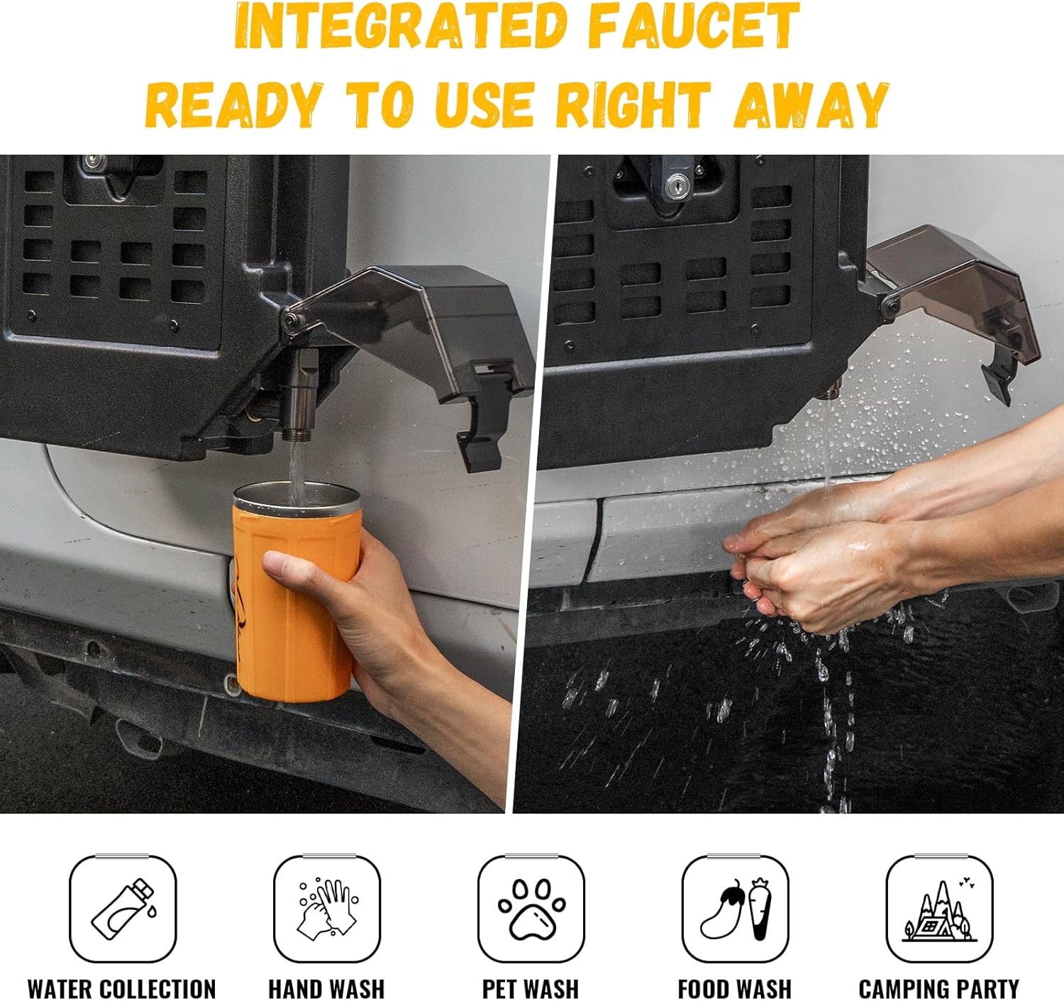 MAIKER 9L Door Hinge Mounted Water Can with Faucet Drinking Water Bucket Bottle Compatible with Jeep Wrangler JK JL 2007–2025 & Gladiator JT 2020–2025 with Lock Bracket