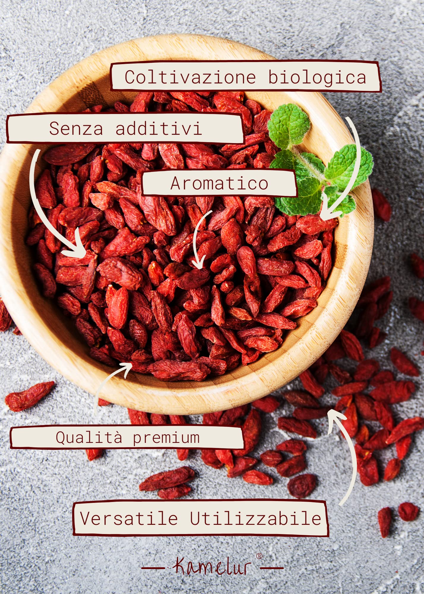 Kamelur Bacche Di Goji BIO Essiccate - Bacche Di Goji BIO Non Zuccherate Come Spuntino O Come Aggiunta A Un Delizioso Muesli 1 Kg (Confezione Da 1)