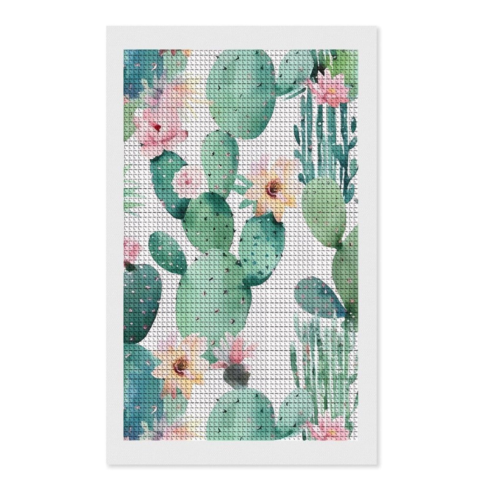 Cactus Pattern Diamond Art Kits for Adults, DIY 5D Diamonds Painting Kits for Beginner, Round Full Drill Diamond Dots Painting, 12"x20" Diamonds Pictures Gem Art and Crafts Wall Decor