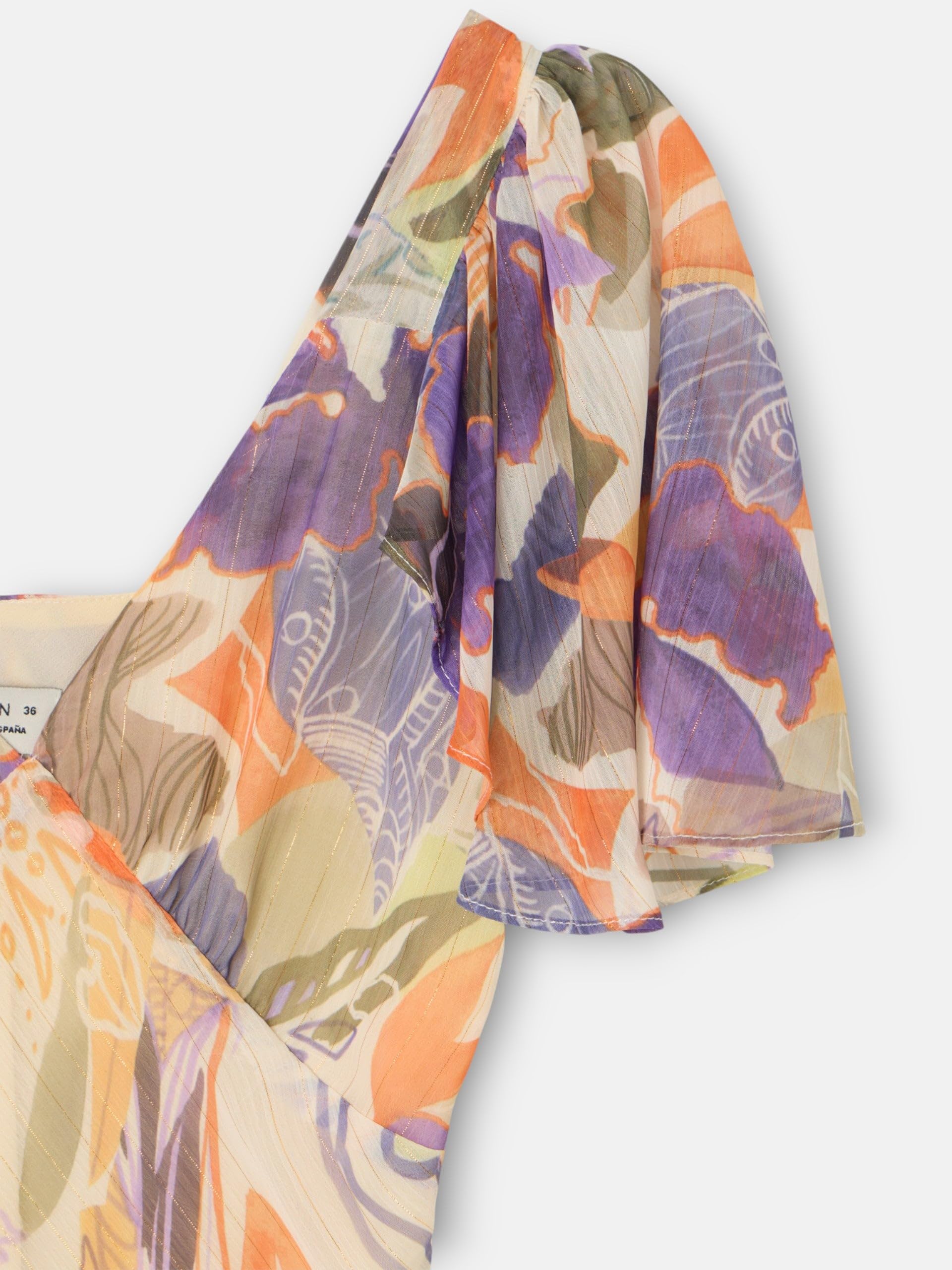 SILBON Vestido Largo Estampado Flores Manga Corta para Mujer