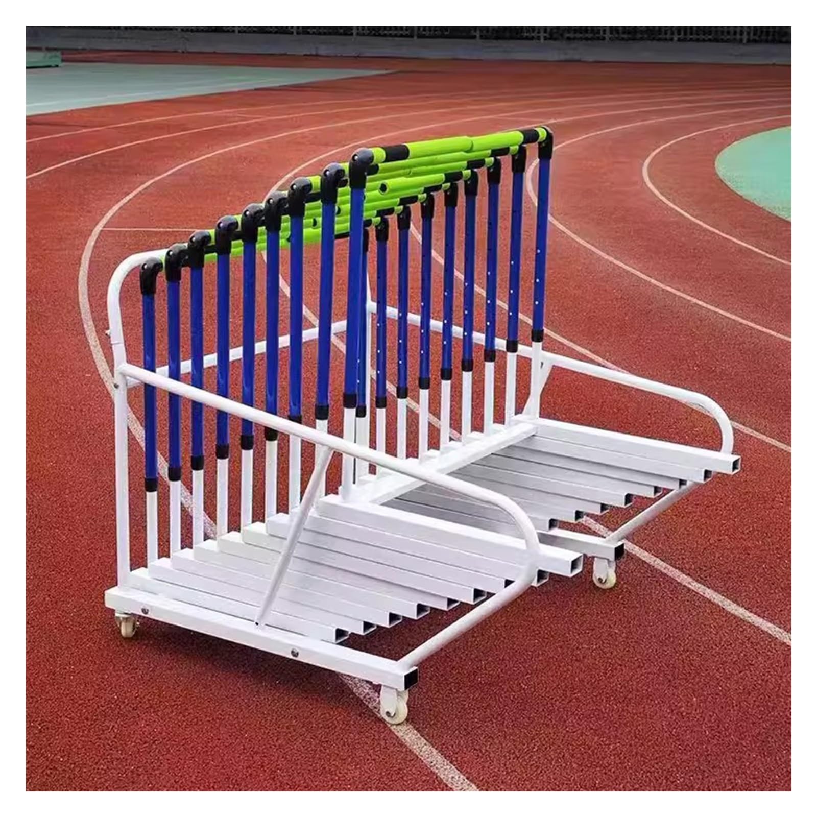 LZMZMQ 4 Wheeler Hurdle Cart for Gymnasiums/Schools, Track Hurdles Training Equipment Transportation Trolley Removable, Mobile Football Training Hurdle Carrier Carts for Soccer Training Field