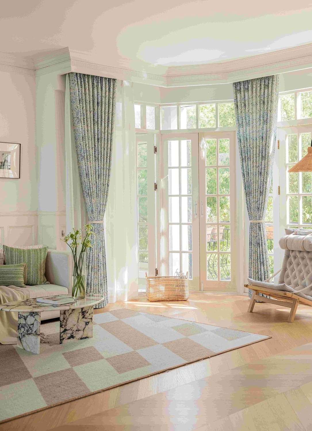 Floral Blackout Curtains 54 Inch Length for Living Room Bedroom 1 Panel Lined Back Tab Window Drape Thermal Rustic Classic America Style Curtains