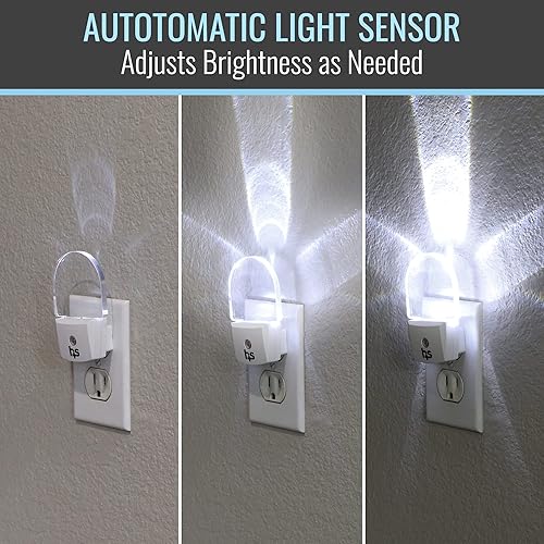 Miniatura 5 de HealthSmart Luz nocturna compacta LED, paquete de 2, tecnología de luz suave cálida, sensor de encendidoapagado automático, diseño moderno delgado y