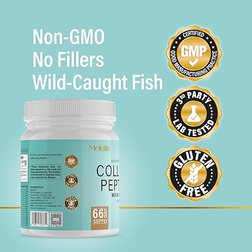Miniatura 9 de Colágeno marino en polvo de 20 onzas, 66 porciones, péptidos de colágeno hidrolizados, pescado capturado en la naturaleza, sin sabor, fabricado en