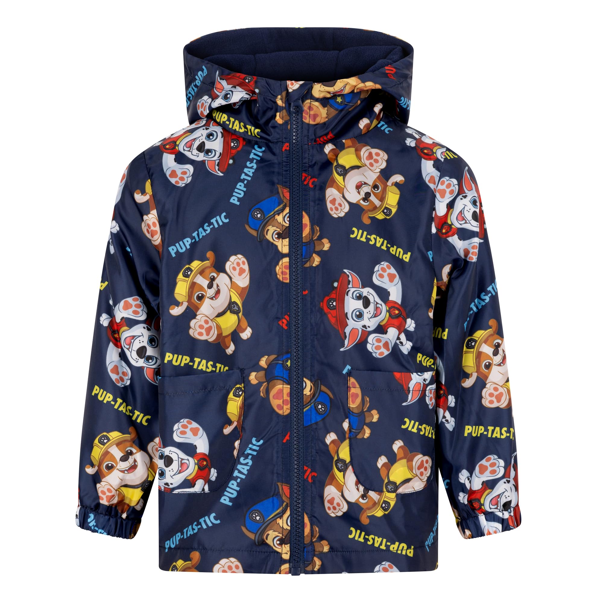 Paw Patrol Raincoat with Hood, Insulated fleece lined Jacket, Dark Blue, 18-24 Months: 92cm, Blue