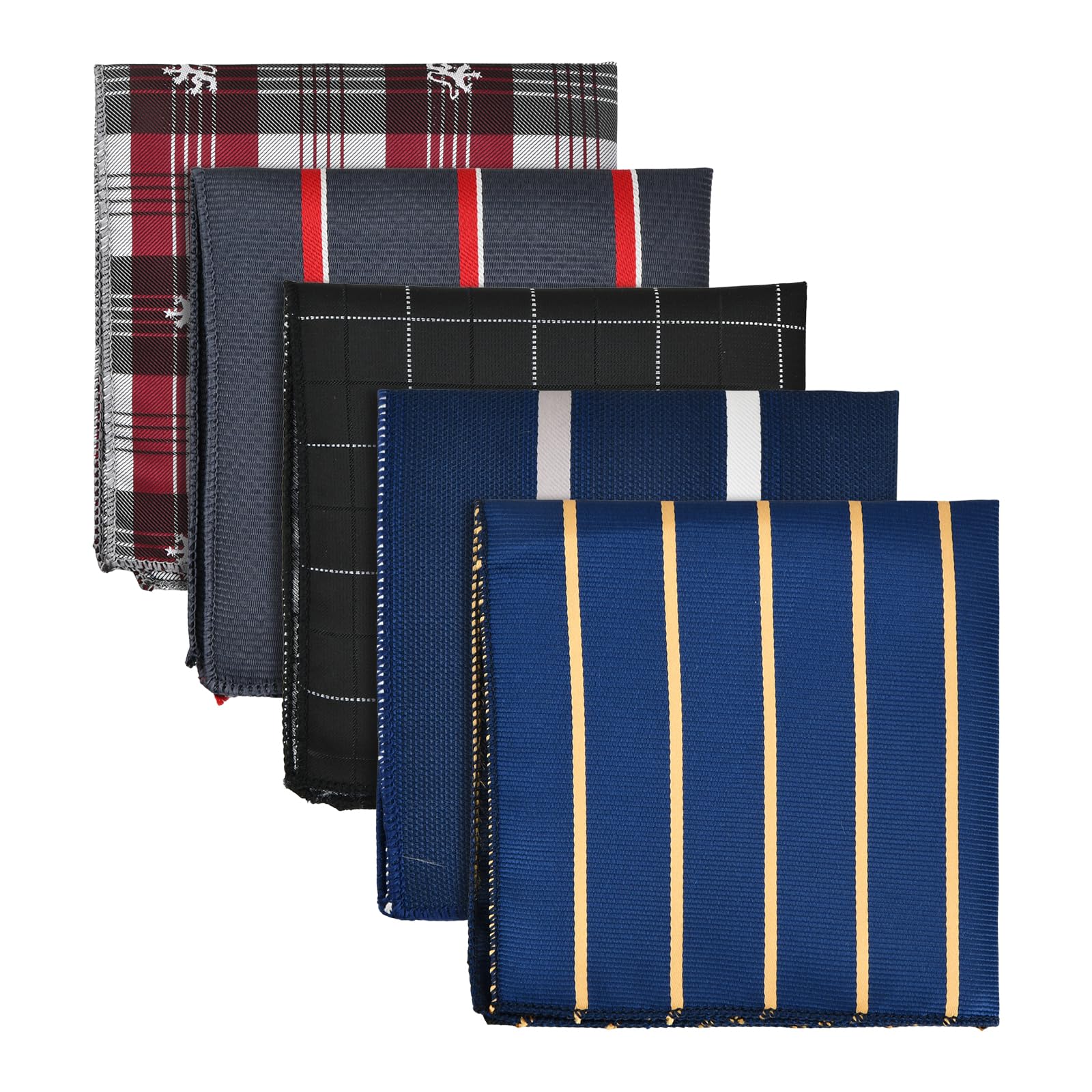 Set 6 Fazzoletti Da Uomo In Cotone - 3 Righe E 3 Tinta Unita, Perfetti Per Taschino E Occasioni Formali