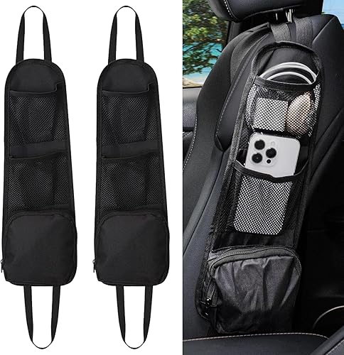 BJSIA 2 organizadores laterales para asiento de automóvil, bolsa de almacenamiento para asiento delantero de vehículo, bolsillo universal para