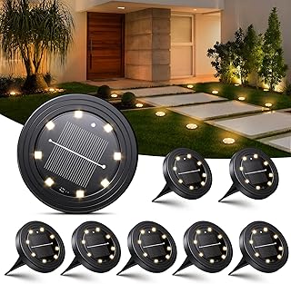 NIBSHOOM 8 Stück Solar Bodenleuchten Aussen, 8 LED Solarleuchten Garten IP68 Wasserdicht, Gartenbeleuchtung Solar Lange Lebensdauer, Solarlampen für außen Garten Rasen Patio Auffahrt, Warmweiß