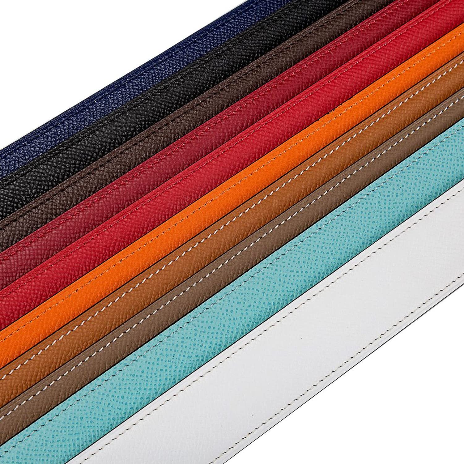 Vatee's Cinturón de repuesto reversible de piel auténtica sin hebilla de 3,8 cm/3,2 cm de ancho, H285: Black / Khaki, Medium