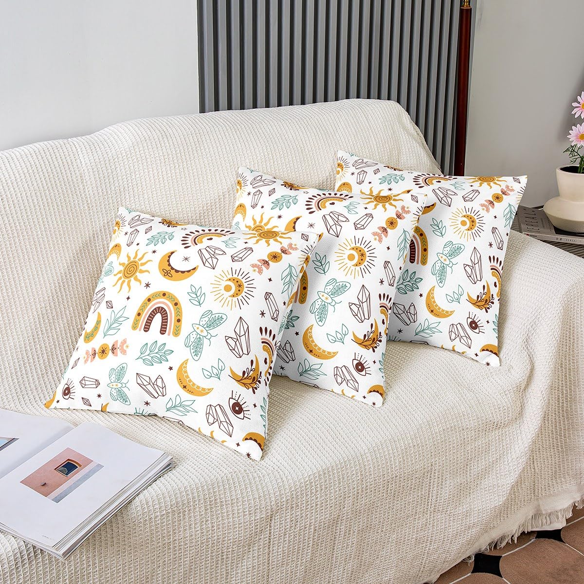 Set di 2 federe per cuscini primaverili, motivo floreale ad acquerello, decorative, quadrate, per casa, divano, letto, divano, 50 x 50 cm