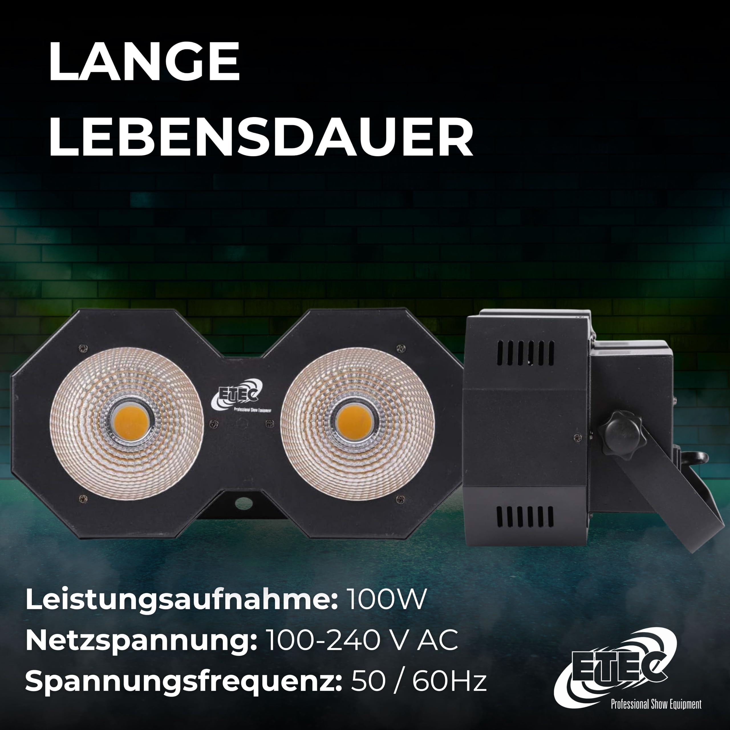 ETEC Professional LED Audience Blinder AB100 COB 2x50 Watt warmweiß DMX Effekt Bühne Club DJ Veranstaltung Eventbeleuchtung