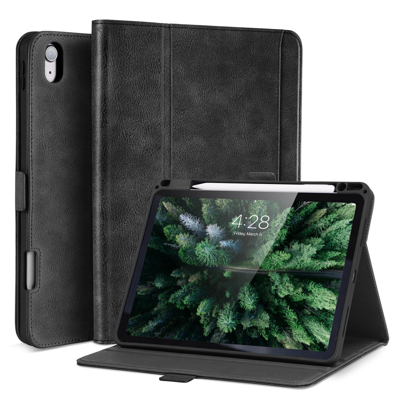 AsileCuir Case for iPad Air 11 Inch M3 2025/ M2 2024,iPad Air 5th/4th Generation Cover 10.9'' with Pencil Holder Pocket,Vegan Leather,Multi Angles