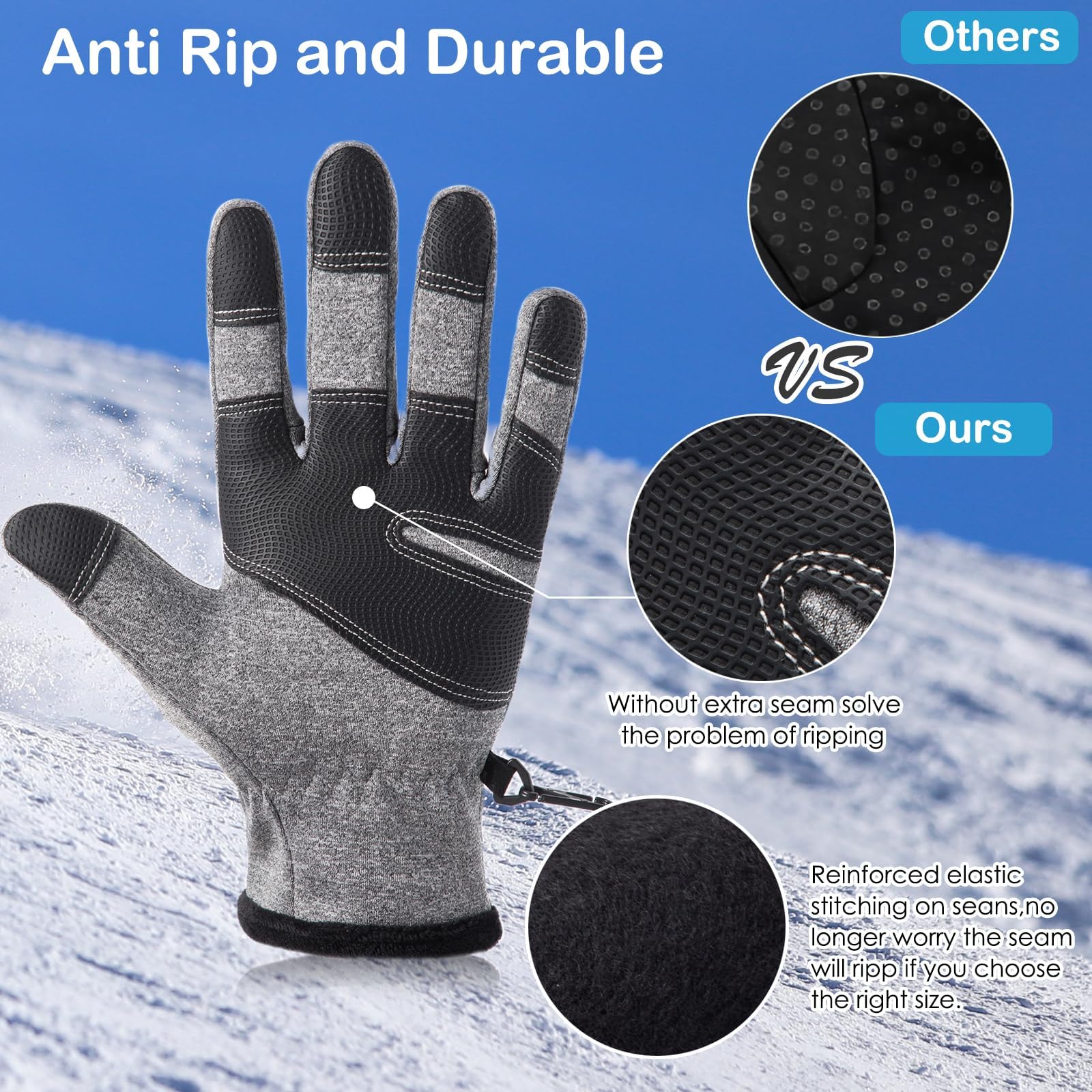 Guantes de invierno cálidos para uso en clima frío, resistentes al viento, antideslizantes, para ciclismo, correr, esquí, senderismo, escalada, hombres y mujeres
