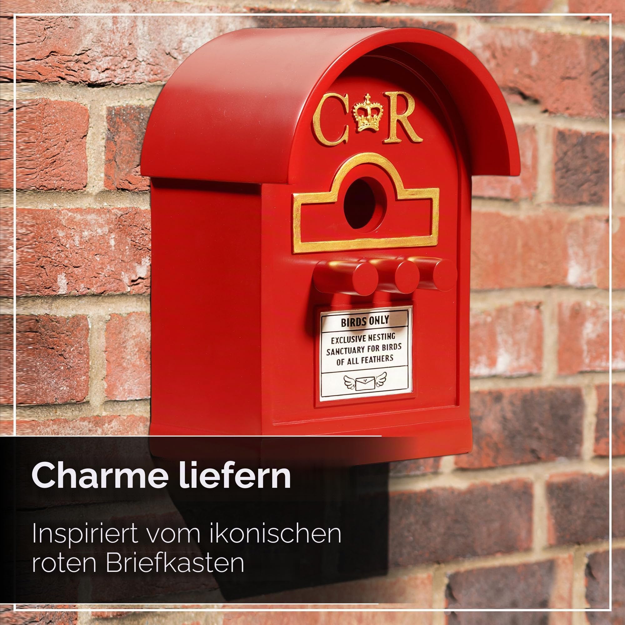 Wrenbury Briefkasten Vogelhaus für kleine Vögel - Hängender Nesting Briefkasten Vogelkästen für Garten - Wetterbeständiges Harz - Wandmontage