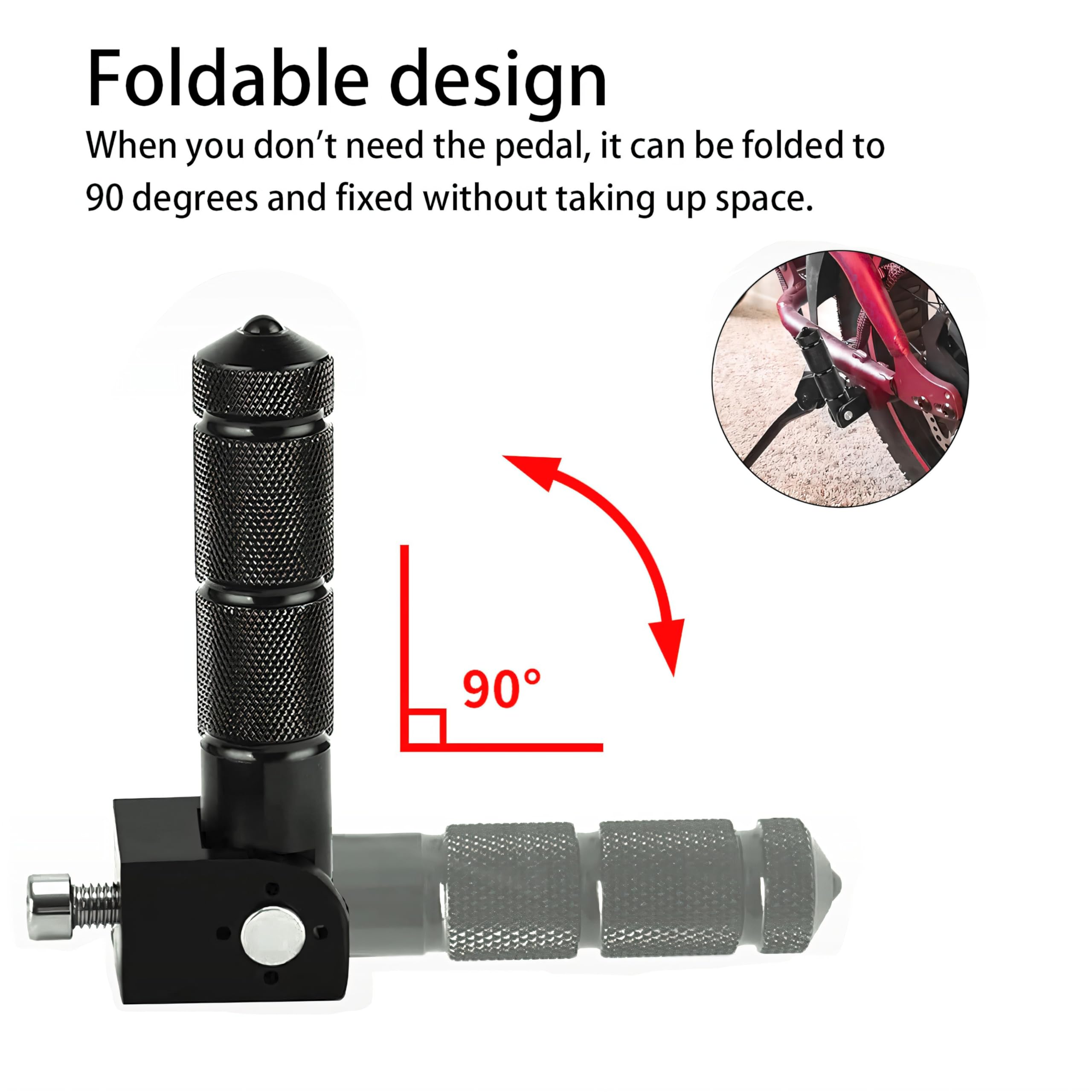 M8 Repose-pieds Universel 2 Pièces – Pliables à 90° pour Moto Électrique, Sportive, Scooter – Support Antidérapant Avant/Arrière (Rouge)