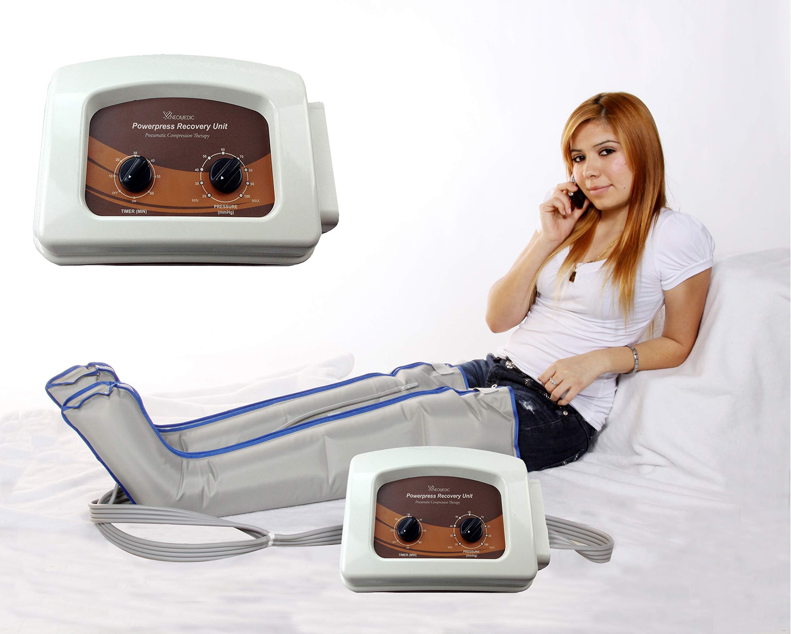 POWERPRESS RECOVERY UNITBOOTS Compression Leg Massage System w/Full Leg Large & X Large & XX Large Complete Set (Large Pair Set)