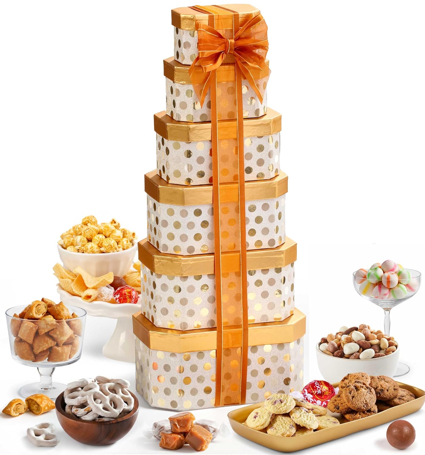 Broadway Basketeers Thank You Gift Tower – Gourmet Chocolate Cookies & Sweets Snack Tower – Thank You Gift Box for Clients, Teachers, Friends & Colleagues, Holiday, Thanksgiving – Kosher Snack Set