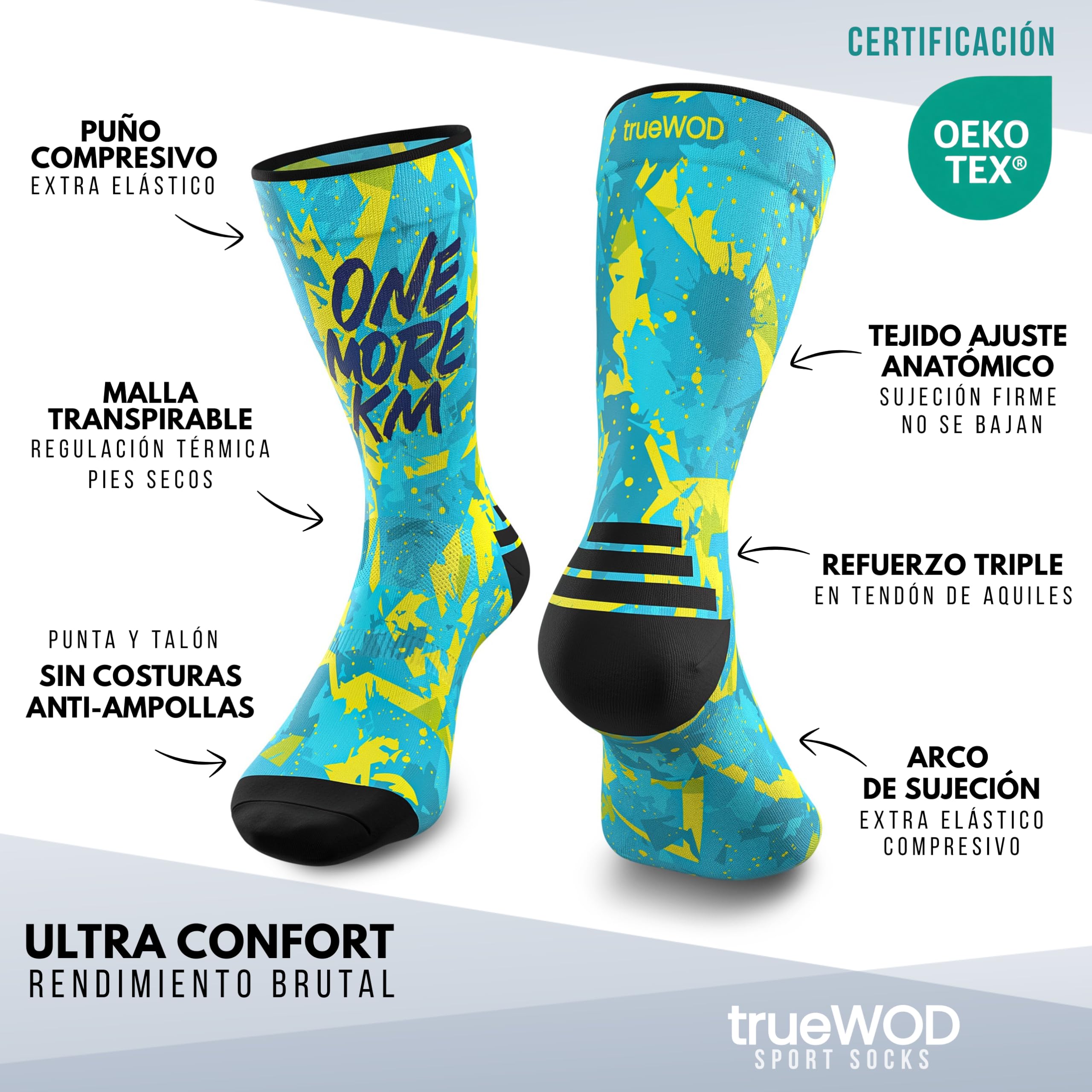 trueWOD Calcetines Running Hombre Mujer Crossfit Ciclismo Trail Running Padel Correr Calcetines Deporte Divertidos Antiampollas Sin Costuras Compresion Transpirables Ligeros Resistentes