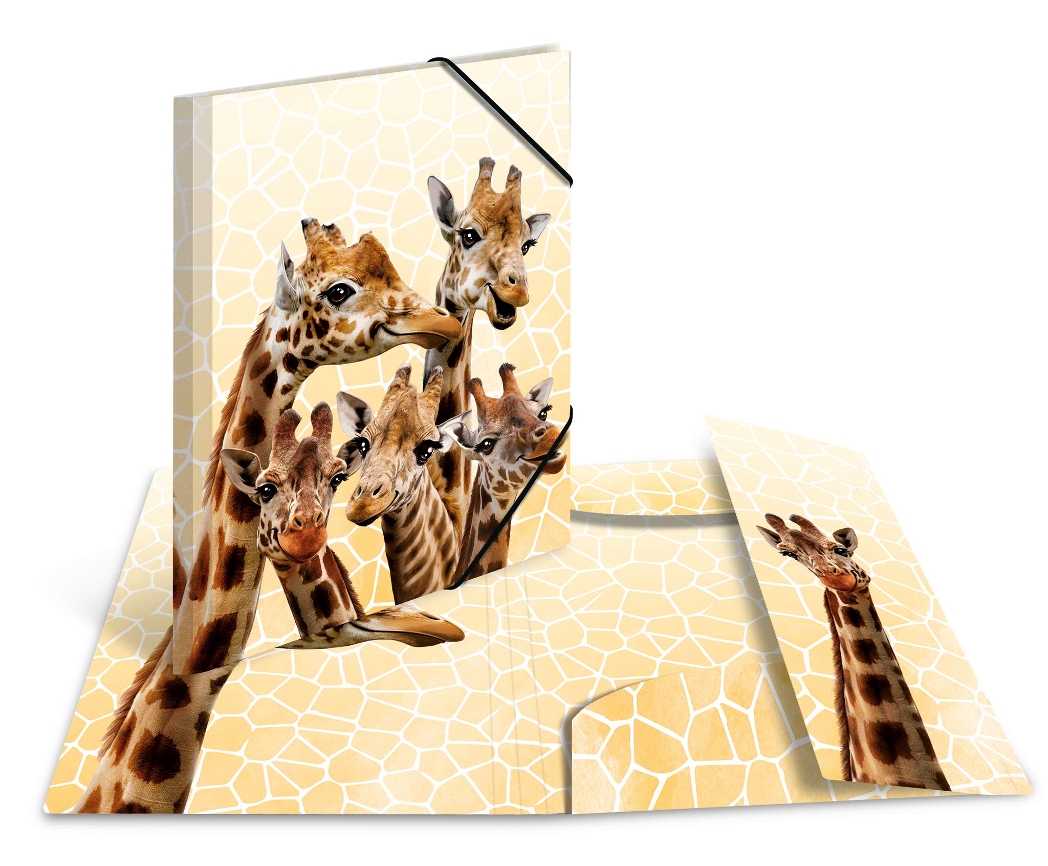 HERMA Sammelmappen A3 Tiermotive Set, 10 Stück, Kinder Eckspanner-Mappen aus Kunststoff mit Tier Motiv, Gummizug, Innenklappen und Innendruck für Jungen und Mädchen