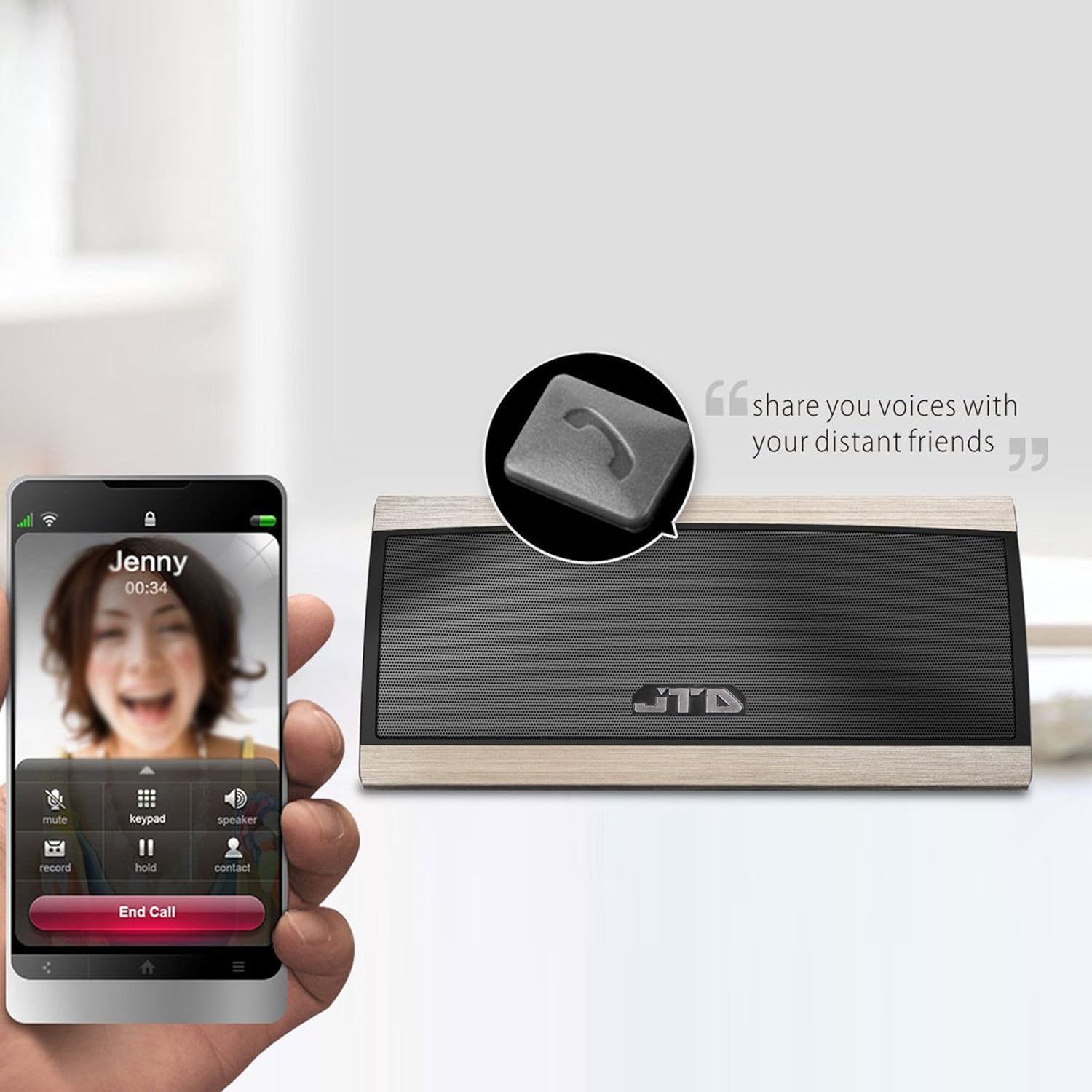 JTD Portable Wireless Bluetooth Speaker W/ 3D Surround Stereo Sound & Full Metal Housing - Wireless,& Hands-Free & 8hrs Playtime & 30ft Bluetooth Range (3D-Surround Gold)
