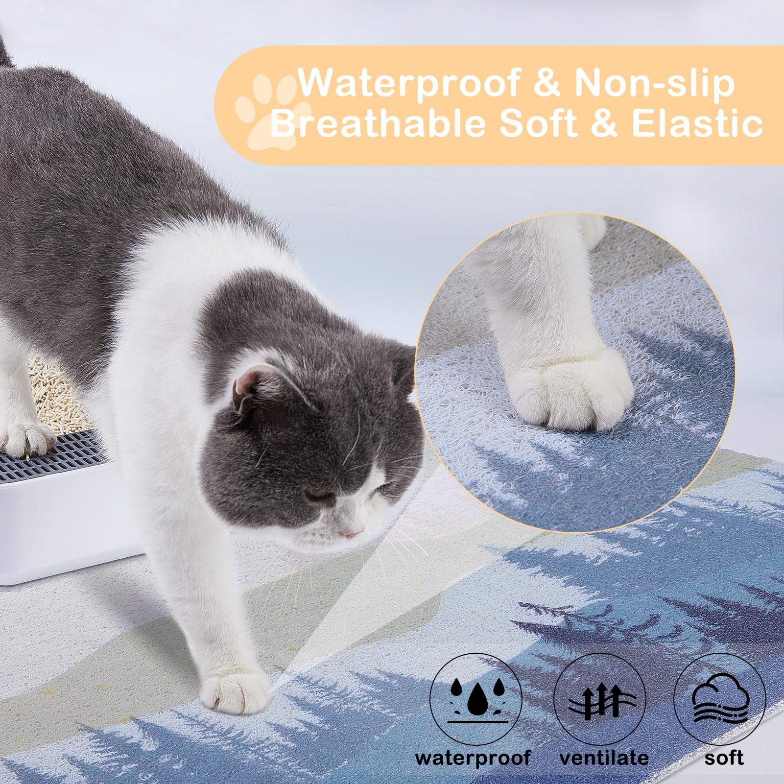 Glittme Katzenklo Matte, Weiche Katzentoilettenmatte, PVC-Material Katzenklo Matte Streu Fangmatte für Katzen, Kätzchen, Katzenmatten für Streu Leicht zu Reinigen