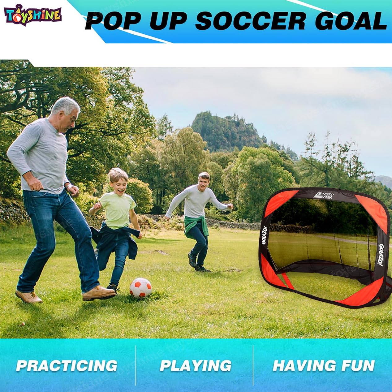 Toyshine Speed-up 102 cm x 76cm Children Training Portable Folding Football Soccer net for Indoor Outdoor Garden Ground Park Play 1