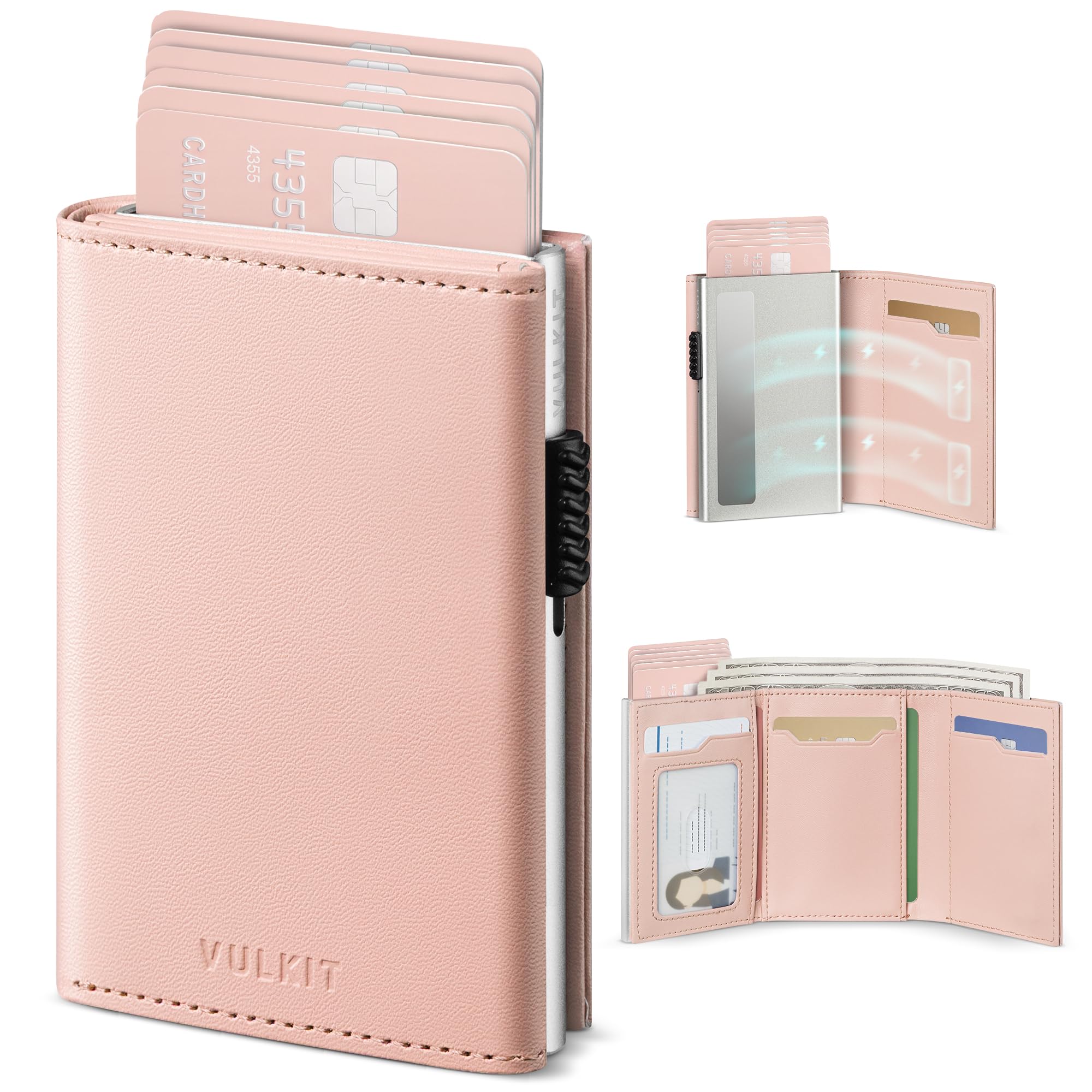VULKIT Tarjetero Cartera para Mujer con Bloqueo RFID y Cierre Magnético