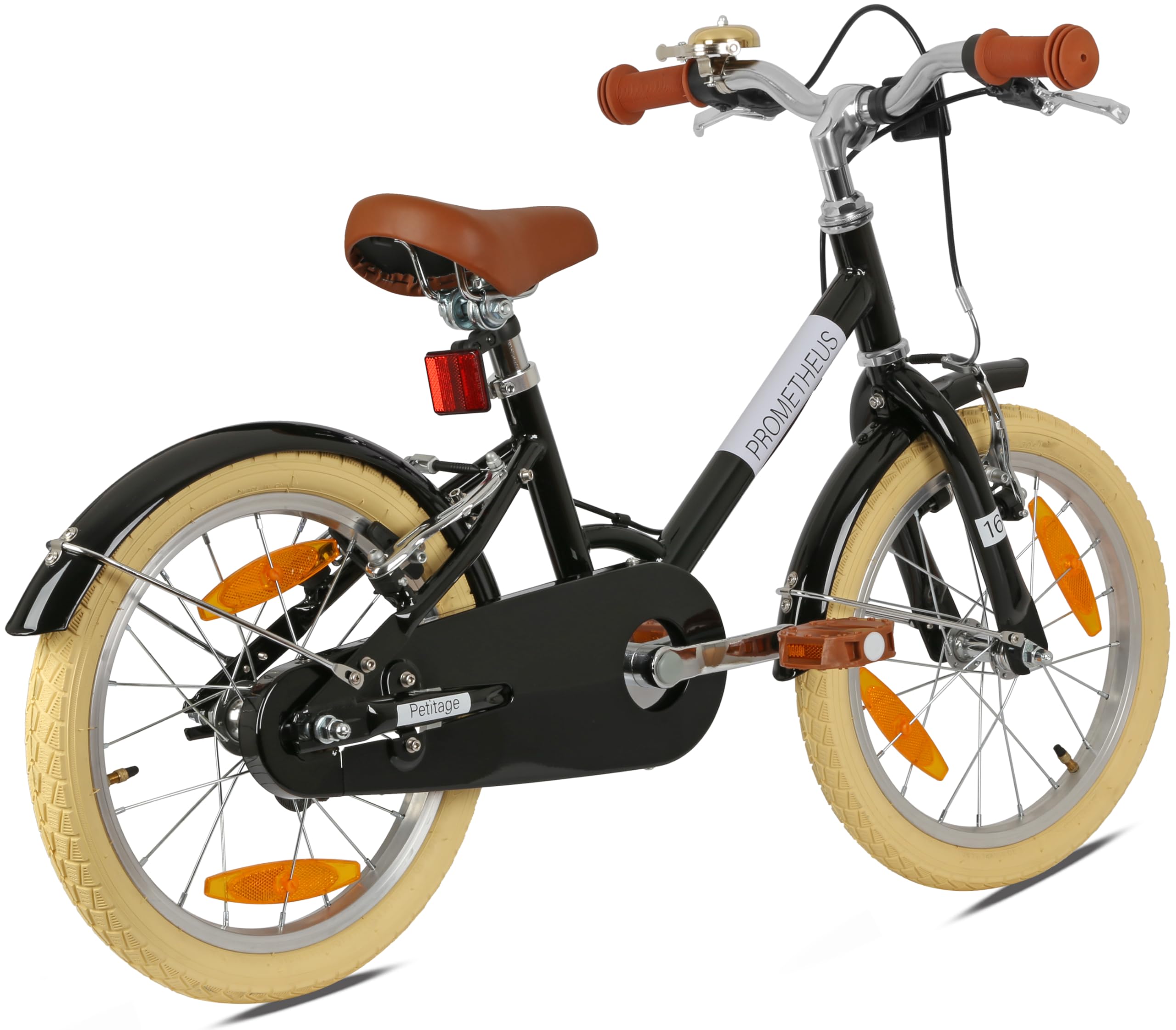 PROMETHEUS BICYCLES Bicicleta infantil retro de 16 pulgadas a partir de 5 años, color negro