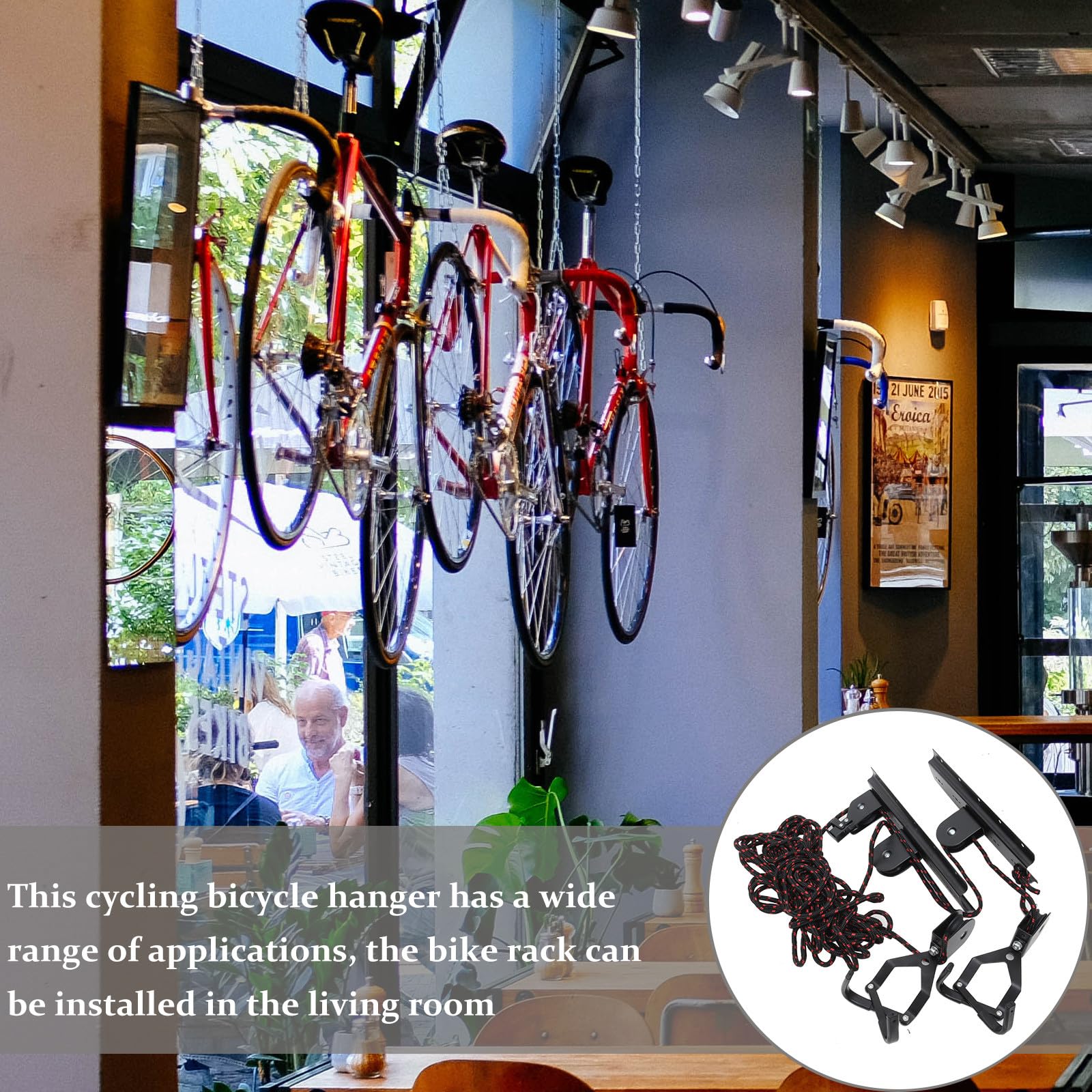 Soporte Colgante para Bicicleta Negro de Acero, Abs y PP | Montaje en Pared o Techo, Uso Interior, Diseño Estable y Ligero, Adecuado para Aficionados al Ciclismo Color Aleatorio