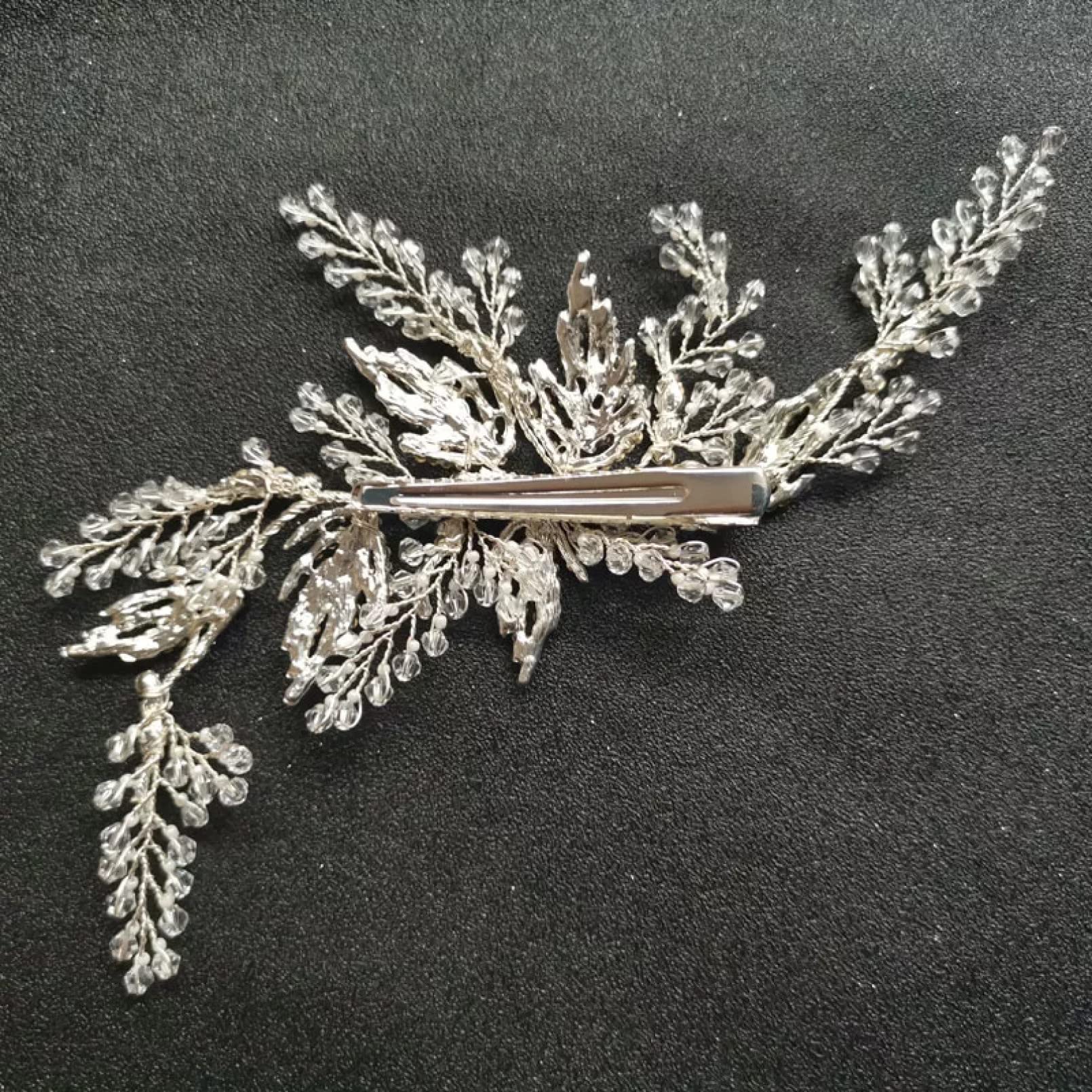Emissione di WLLLTYCardNuova forcina per Capelli con Strass di Cristallo Argento, forcina per Capelli da Sposa, forcina per Capelli, Copricapo da Sposa