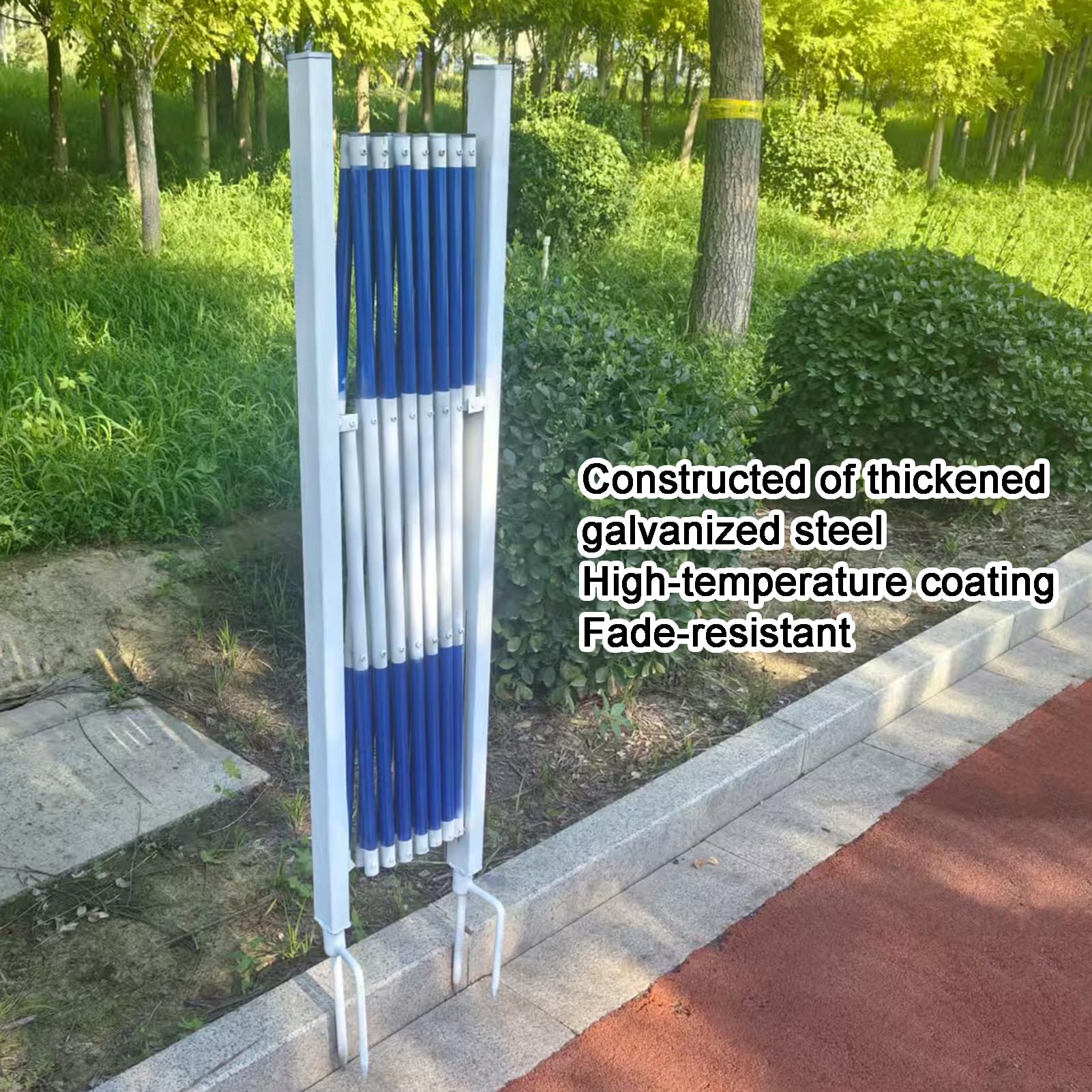 Rozszerzalna składana metalowa kratka barykady - chowana bramka bezpieczeństwa, bariera nożycowa do użytku na zewnątrz, ogrodzenie ogrodowe, 100 x 350 cm - przenośna