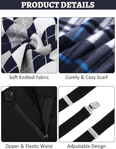 Miniatura 4 de SOMSOC Disfraz de anciano de 16 piezas de 100 días de escuela para niños, disfraz de abuelo para la escuela, fiesta de cosplay