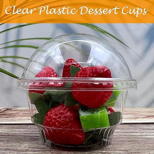 Miniatura 4 de Vasos de plástico transparente, 50 tazas y tapas de 12 onzas, tazas de postre con tapas, ideales para parfaits, pudín, yogur y mini golosinas, tazas
