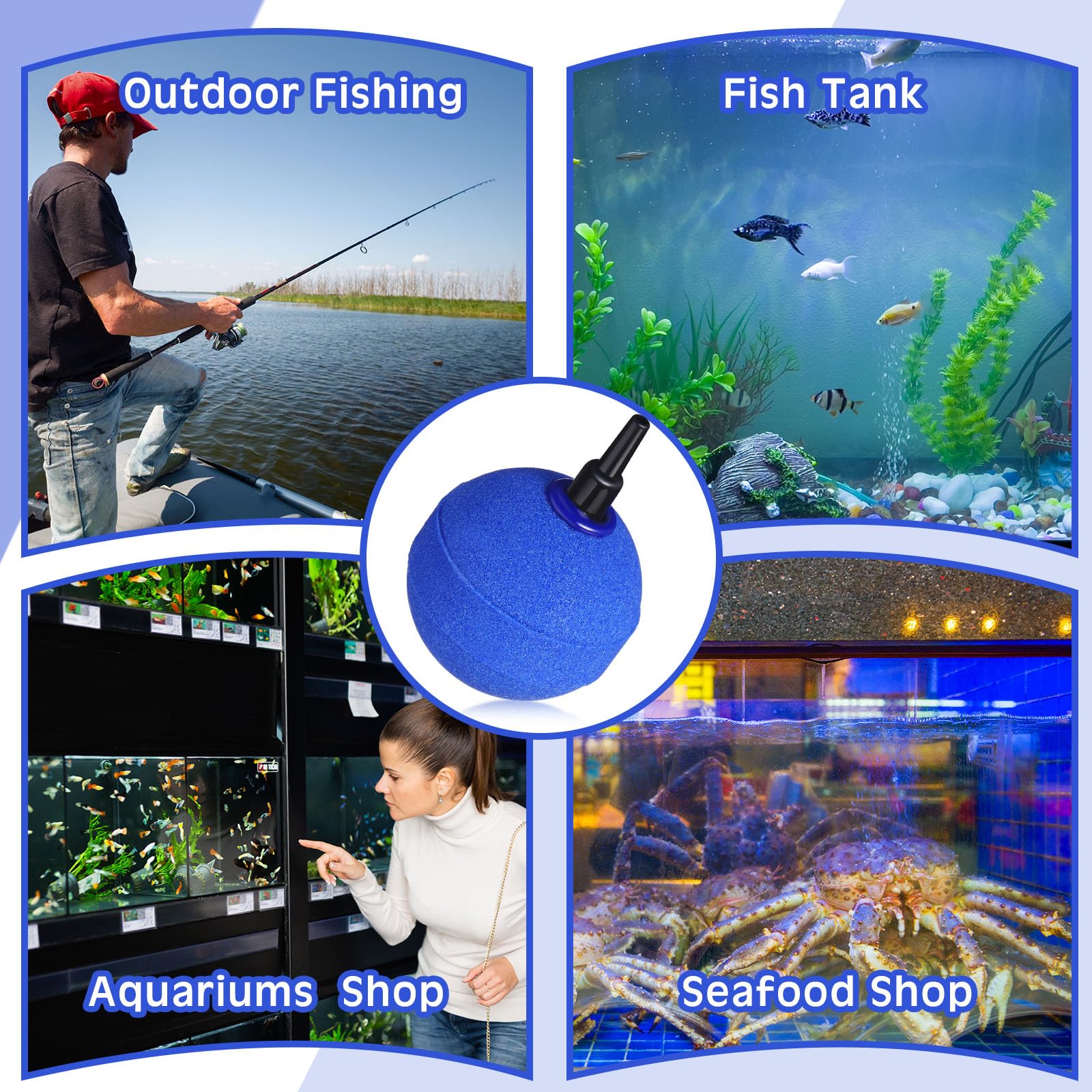 Therwen 24 Stück 5,1 cm Luftstein Kugelform Aquarium Luftsteine Fisch Tank Bubbler Stein Dunkelblau Bubble Stone Sauerstoff Diffusor Aquarium Luftpumpe Zubehör für Aquarium Fisch Tank Hydrokultur