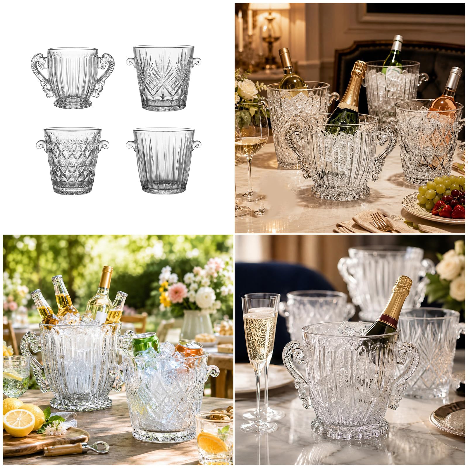 Getränkekühler aus Glas für Partys, klare Sicht, Stripe
